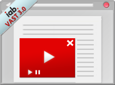 An ad format that displays a flash video in a player that can expand above the page content.